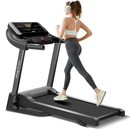 UMAY Folding Incline Treadmill with Pulse Sensors, 3.0 HP, 8.7 MPH