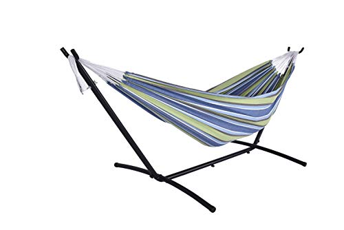 UNICOO 2-Person Adjustable Hammock with Steel Stand, Blue Stripes