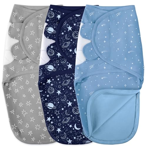 Unnivoll 3-Pack Baby Swaddles 0-3 Months, Newborn Swaddle Sack with Zipper