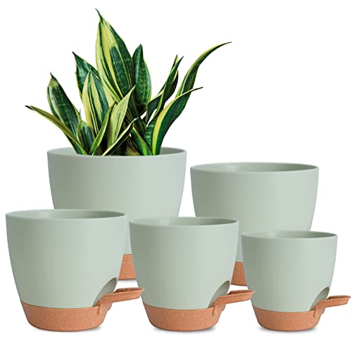 Vanslogreen Plant Pots Indoor 7/6.5/6 Inch Self Watering Planters