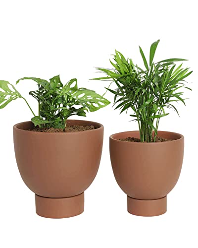 Vensovo 6" & 8" Self Watering Terracotta Plant Pots with Saucer