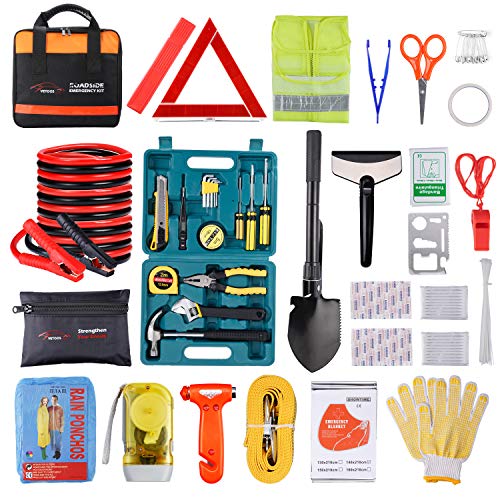 Vetoos Car Emergency Kit with Jumper Cables & Roadside Assistance Tools
