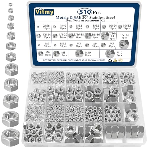 Vifmy 2 in 1 Hex Nut Assortment Kit