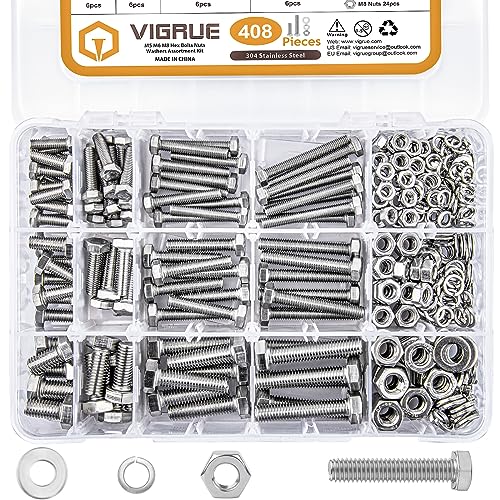 VIGRUE Stainless Steel Bolts and Nuts Assortment Kit