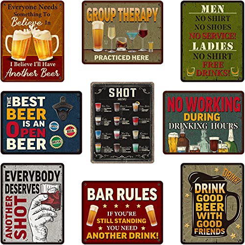 Vintage Beer Poster Set for Home Bar Decor, 11"x14", 9 Styles