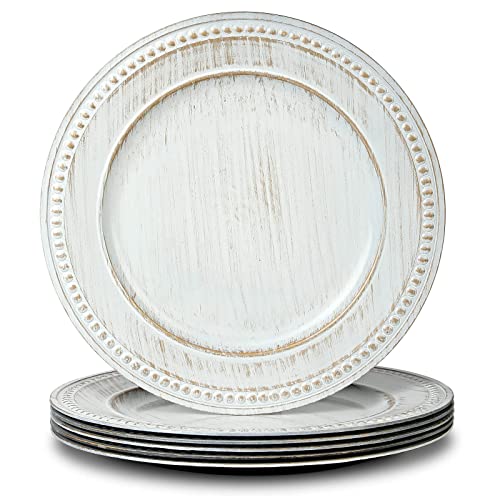Vintage Charger Plates Set of 6, White