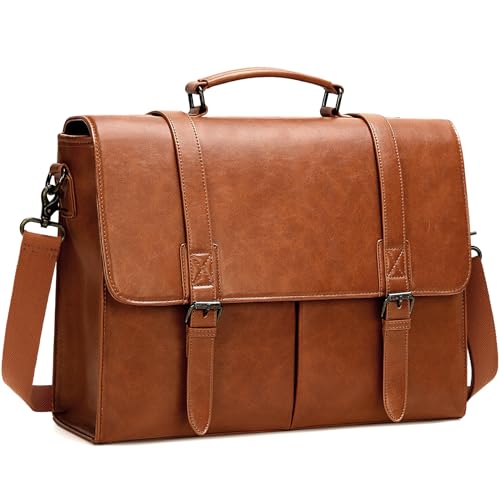 Vintage Leather Briefcase Waterproof Laptop Bag