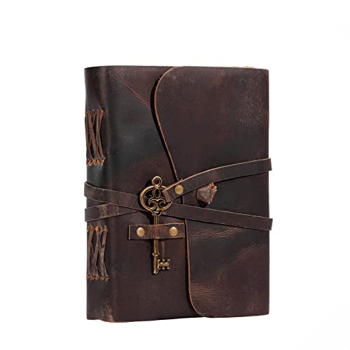 Vintage Leather Journal with Lined Deckle Edge Paper