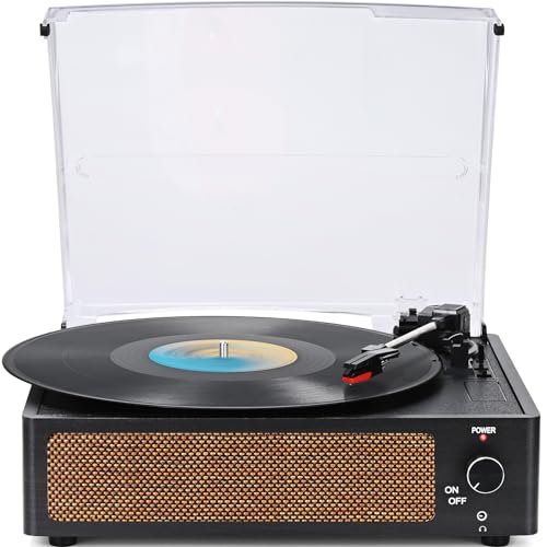Vintage Vinyl Record Player with Bluetooth and Speakers
