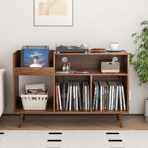 Vinyl Record Storage Cabinet with Charging Station