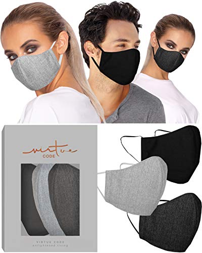VIRTUE CODE Fabric Face Mask Collection: Light Grey, Dark Grey, Black