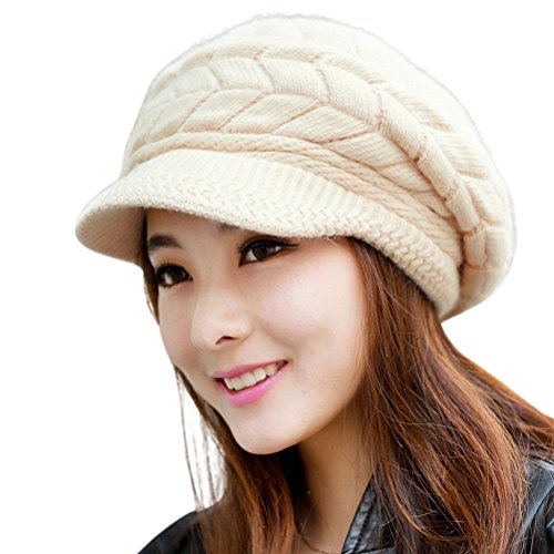 Warm Knit Hat with Visor