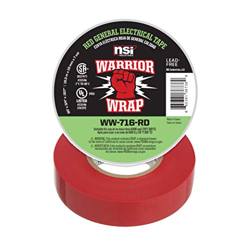 WarriorWrap General 3/4 in. x 60 ft. 7 mil Vinyl Electrical Tape, Red