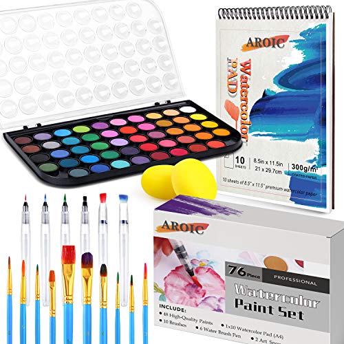 Watercolor Paint Set with Brushes & Supplies
