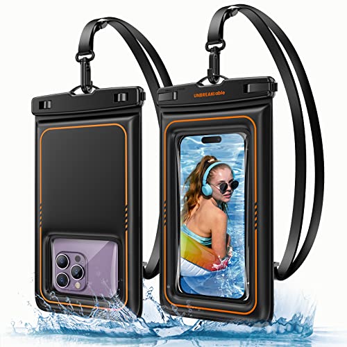 Waterproof Phone Pouch 2 Pack - IPX8 Floating Case for iPhone Samsung - Black