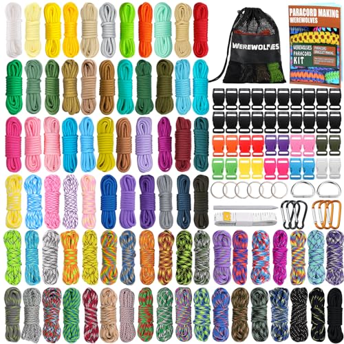 WEREWOLVES 550 Paracord Crafting Kit with 80 Colors and Accessories