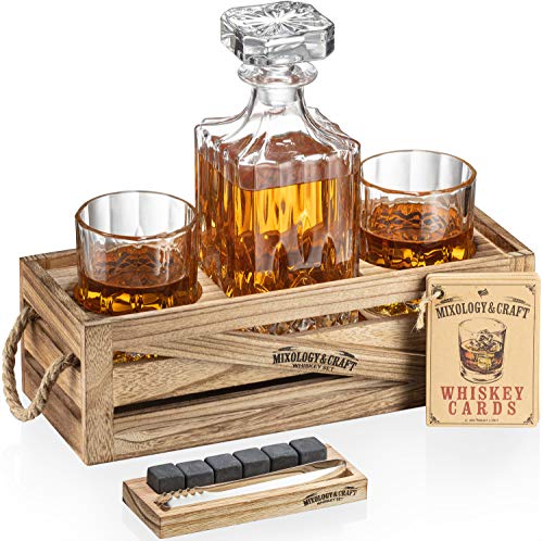 Whiskey Decanter Set with Glasses and Stones