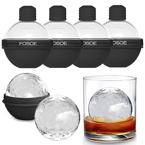 Whiskey Ice Ball Molds - Set of 4 Round Makers with Lids