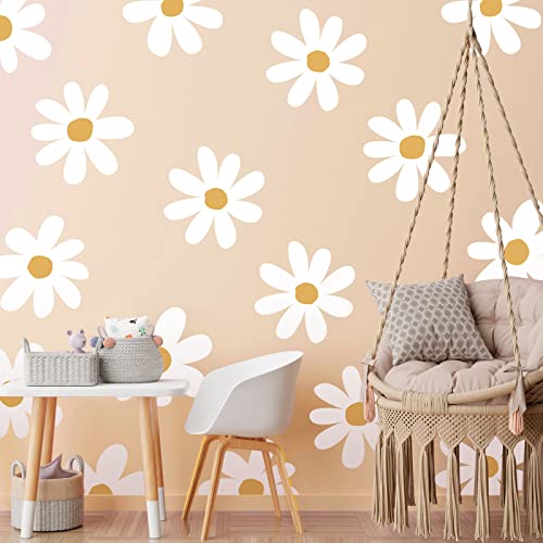 White Daisy Wall Decals: Floral Peel & Stick Stickers for Kids Nursery