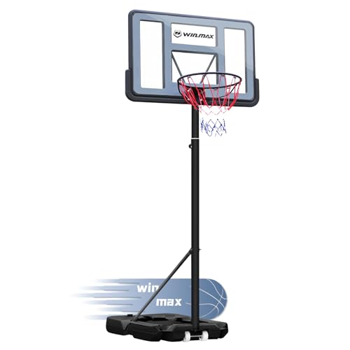 WIN.MAX Outdoor Adjustable Height Basketball Hoop for Kids/Adults