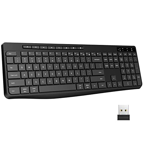 Wireless Multi-Device Keyboard with Multimedia Keys, Full-Size and Ergonomic