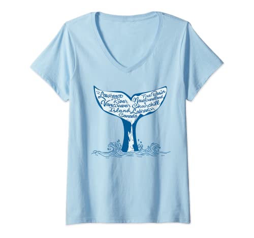 Womens Canada Whale Watching Tour Spots V-Neck T-Shirt