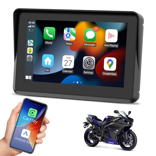 WonVon 5" IPS Motorcycle GPS with Dual Bluetooth & Apple-CarPlay/Android Auto