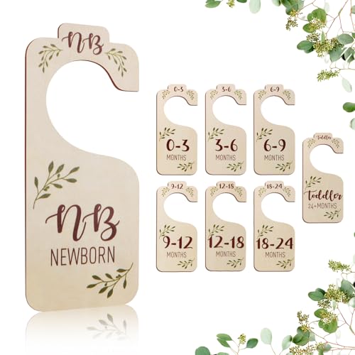 Wooden Baby Clothes Closet Dividers - 8 PCS Nursery Size Hangers