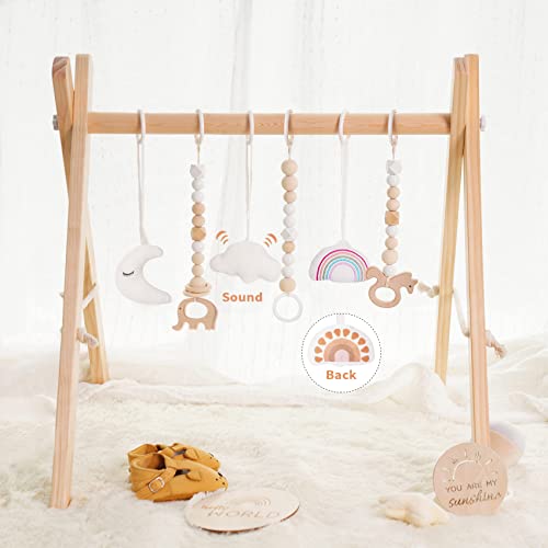 Wooden Baby Gym with 6 Toys