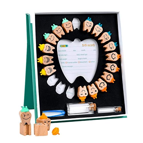 Wooden Baby Teeth Keepsake Memory Box with Tweezers