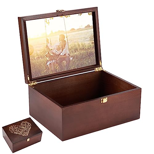 Wooden Memory Keepsake Box with Photo Frame