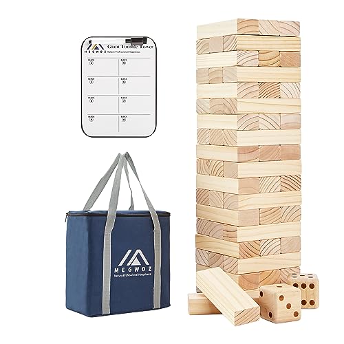 Wooden Tumble Tower Set with Dices, Scoreboard & Bag - 57 pcs
