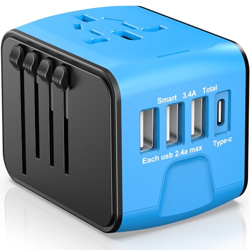 Worldwide 5-in-1 Travel Adapter with 3 USB + 1 Type C Ports