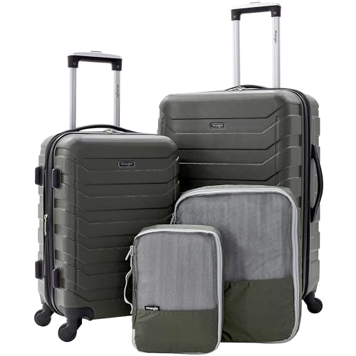 Wrangler 4 Piece Luggage Set, Olive Green