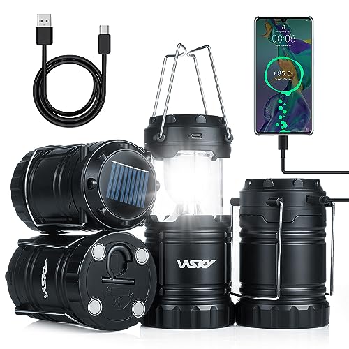 Wsky Solar Camping Lantern 4-Pack - Rechargeable LED Lights