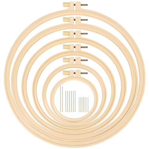 XEmbro 6-Piece Plastic Embroidery Hoop Set with Needles