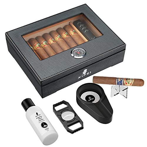 XIFEI Carbon Fiber Cigar Humidor Set