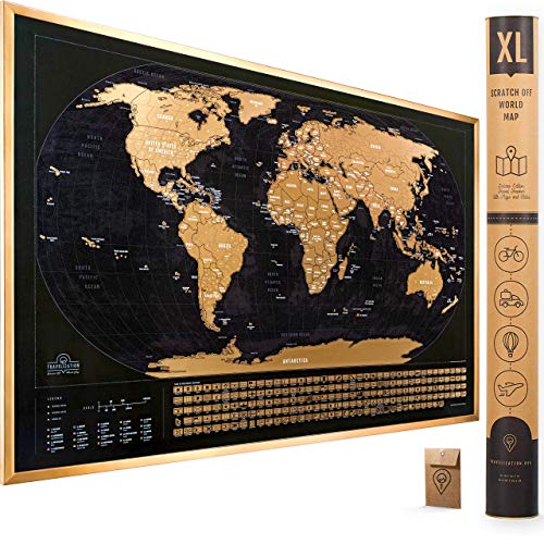 XL Scratch Off World Map with Flags