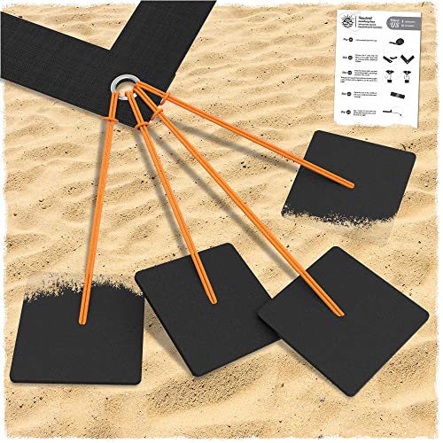 XLarge Beach Volleyball Sand Anchors 6x6 inch - 4 Pack
