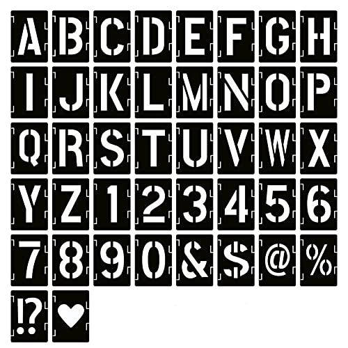 YEAJON 3 Inch Alphabet Stencils - 42 Pcs Interlocking Templates for DIY Art