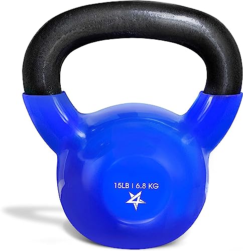 Yes4All 15 lbs Vinyl Coated Kettlebell Set for Full Body Workout
