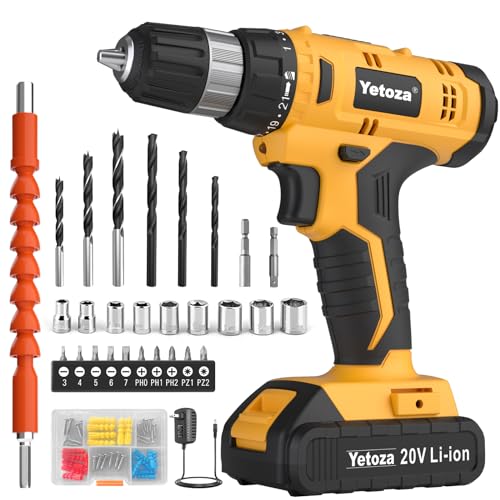 Yetoza 20V Cordless Drill Set with 60 Drill Bits