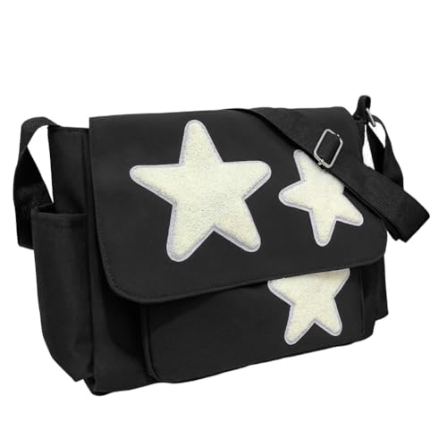 YILCER Black Canvas Crossbody Messenger Bag for Women and Teen Girls