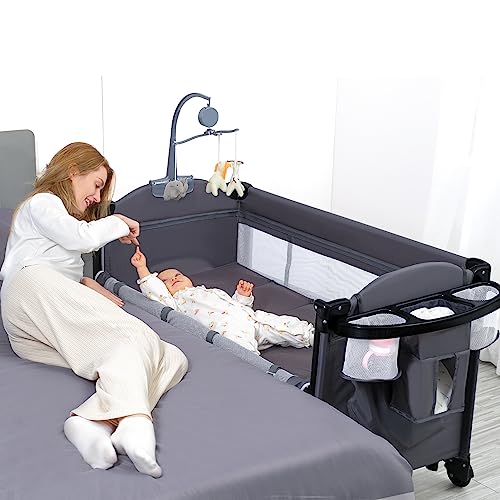 zebrater 5-in-1 Baby Bassinet Bedside Cribs