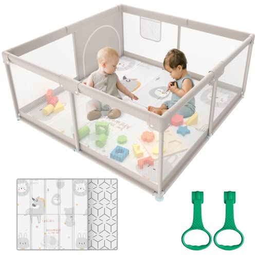 ZEEBABA 47x47inch Playpen with Mat: Safe and Spacious for Babies and Toddlers