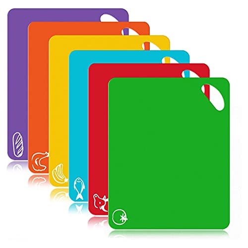 ZSTVIVA 6-Piece Flexible Plastic Chopping Mats with Food Icons